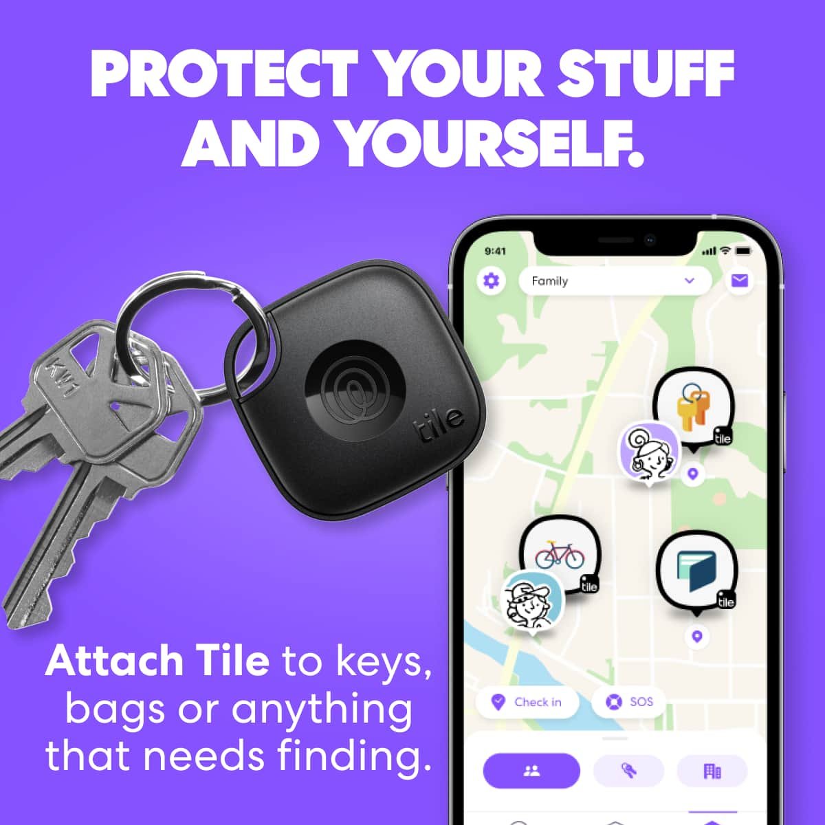 Tile by Life360 - Life360 Tile Mate Bluetooth Tracker, Keys Finder and Item Locator. iOS and Android Compatible